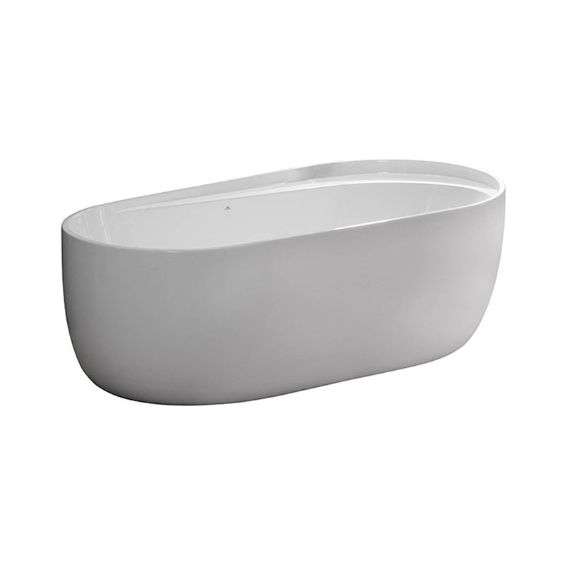 bathtub, freestanding, without brassware,Â with shelf for taps,Â oval 185x95, one-piece, center bath waste, sanitary acrylic. Syphon NEXT 100158208 accessory not included. glossy white_chrome Standard Noken 