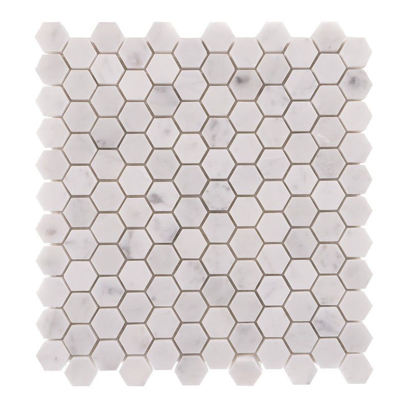 Bianco Carrara Hex Mosaic Stone TileStyle 30cm x 30cm 