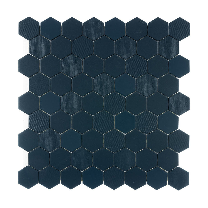 Hexa Deep Navy Mosaic Tile Terratinta 31.6cm x 31.6cm 