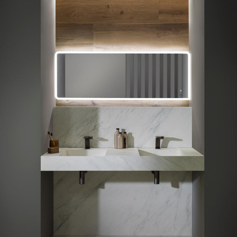 PURE LINE Horizontal Mirror with LED Lighting 80x50cm - White Bathroom Mirrors Noken by Porcelanosa 