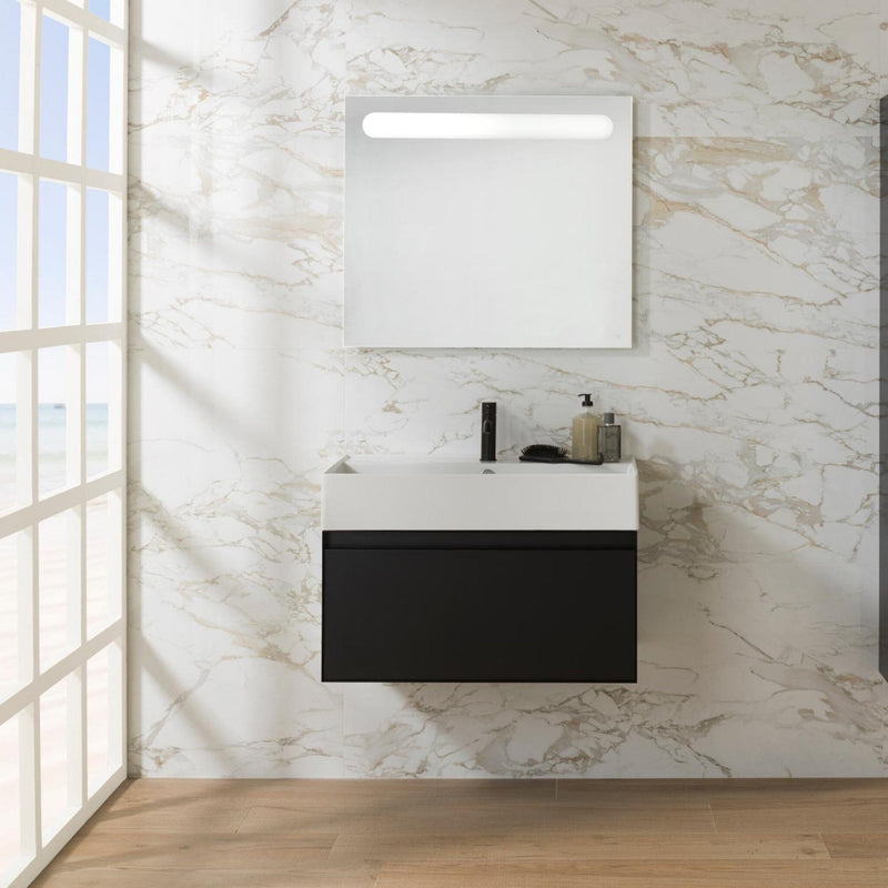 PURE LINE Wall Hung Vanity Unit 80cm - Black Bathroom Furniture Noken by Porcelanosa 