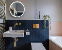 Blue and pink matt subway tiles