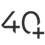 40 with a plus sign on a white background.