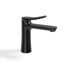 Black faucet on a white background.