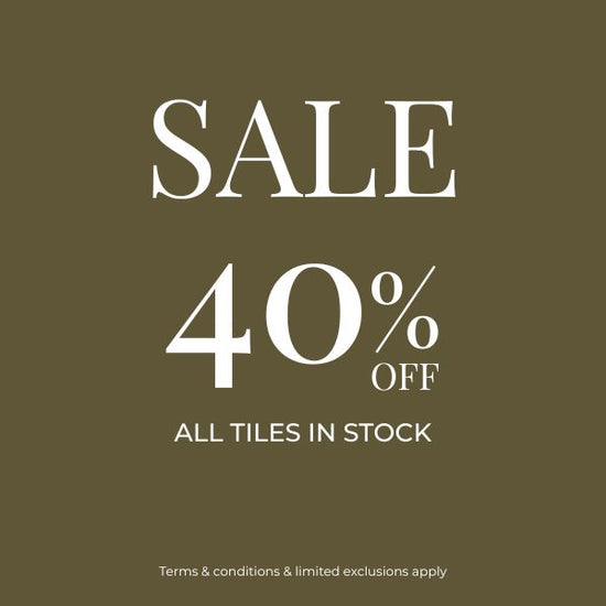 Sale advertisement with 40% off on all tiles offer