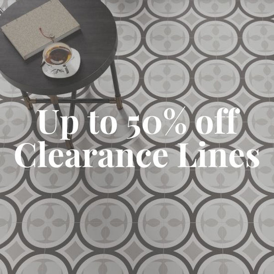Patterned tiles that have a clearance discount.