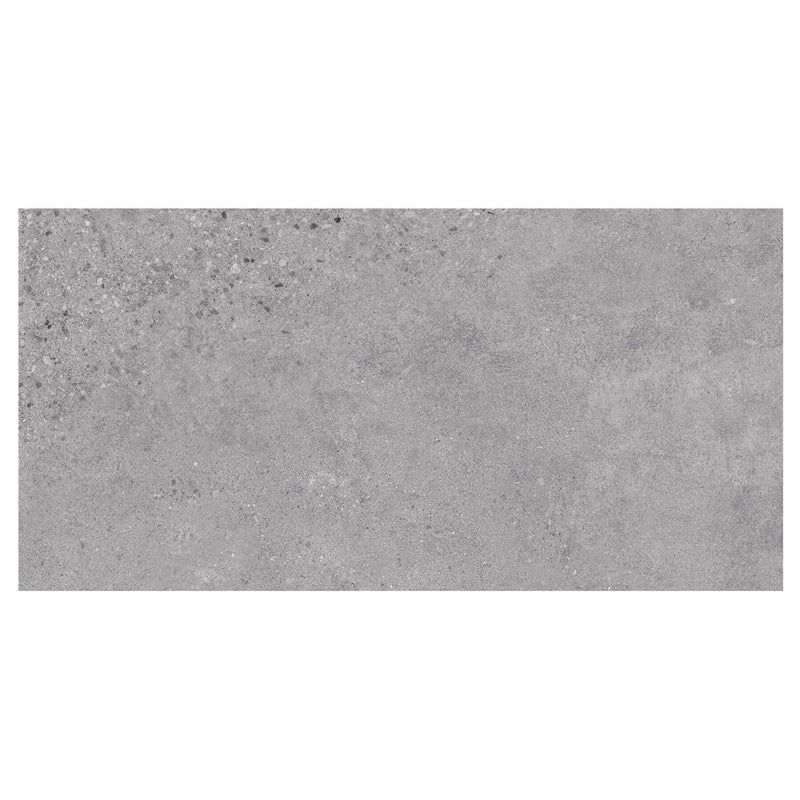 Rectangular gray tile with a textured surface on a white background