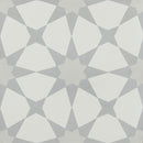 Geometric pattern with white and gray shapes on a gray background