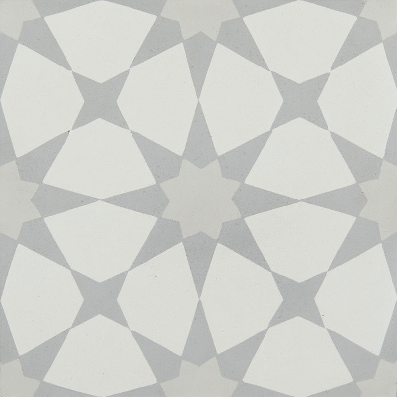 Geometric pattern with white and gray shapes on a gray background