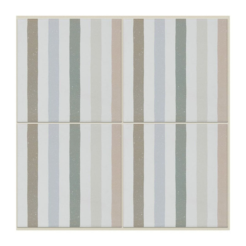 Striped pattern tile with vertical lines in various colours on a white background