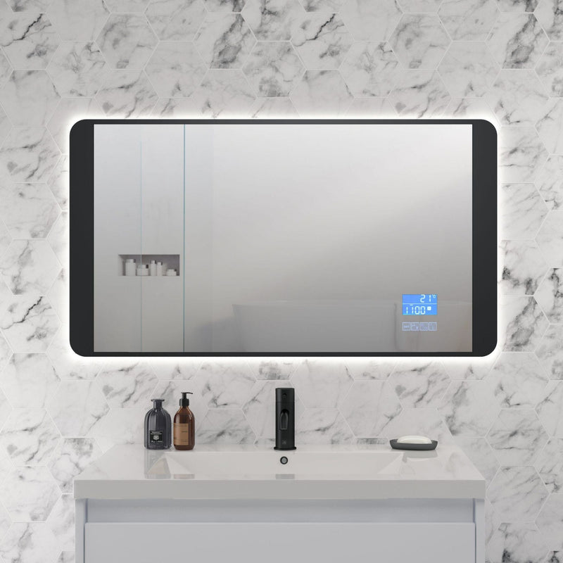 Digital Bluetooth Mirror with LED - Matt Black Bathroom Mirrors JTP 