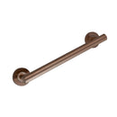 Brushed bronze wall mounted bathroom grab rail with round back plates.
