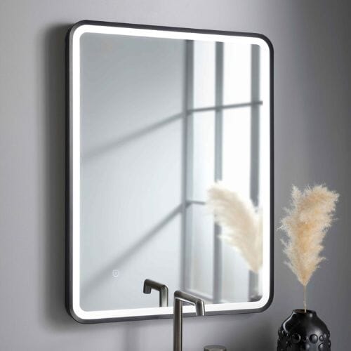 HIX Mirror 60x80cm With Light - Matt Black Bathroom Mirrors JTP 