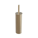 Brushed brass toilet brush holder on a white background