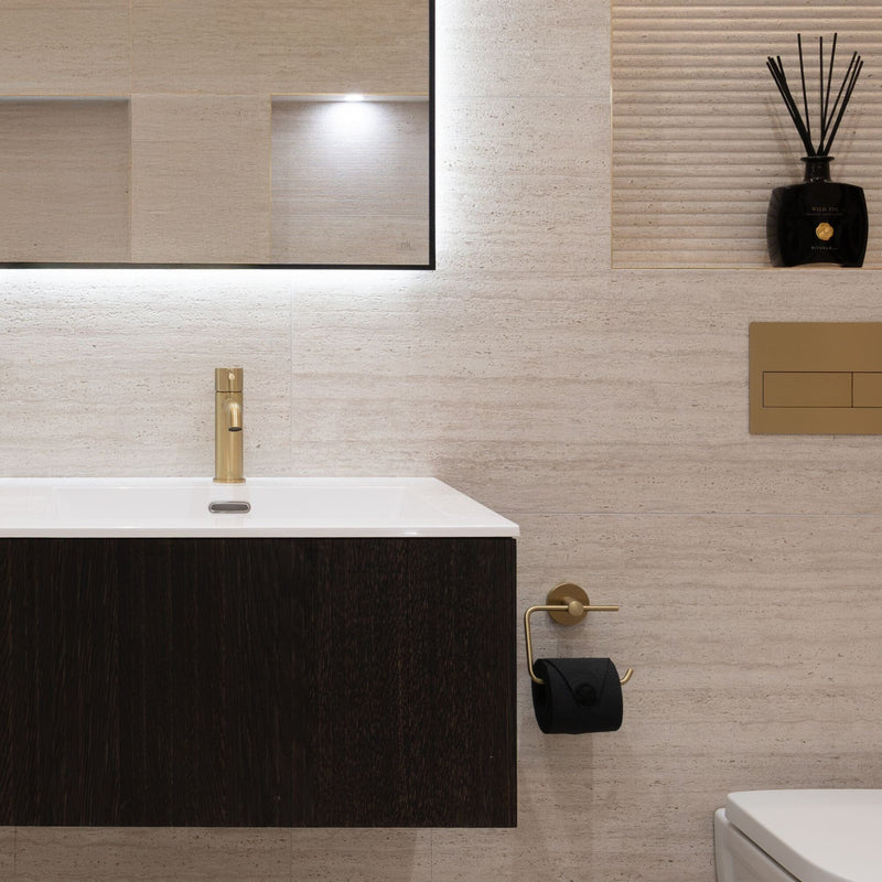 HOTELS Toilet Roll Holder - Brushed Brass Bathroom Accessories Noken by Porcelanosa 