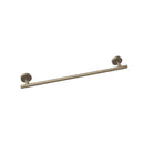 Bathroom towel bar with brushed brass finish on a white background