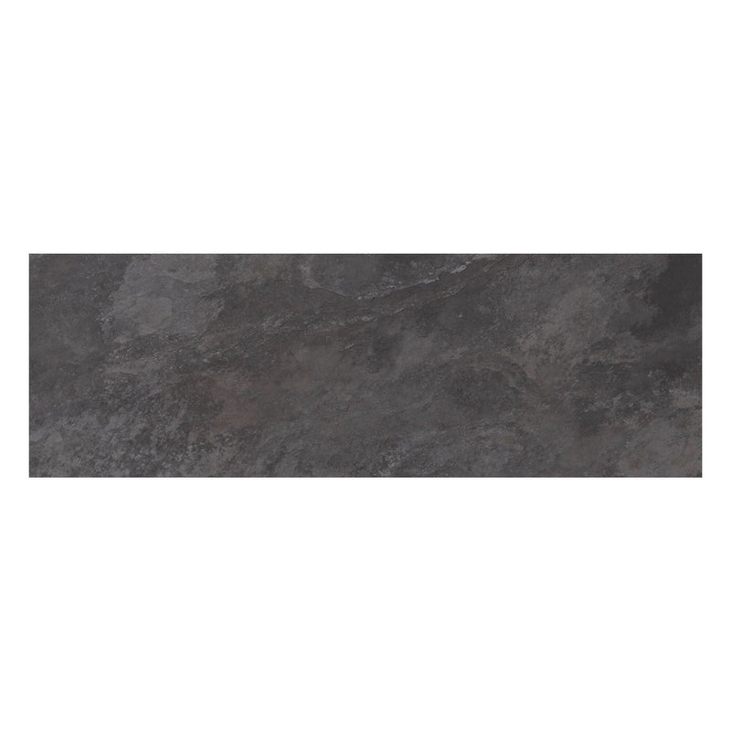 Rectangular dark grey stone effect tile on a white background