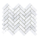 White marble herringbone mosaic tile