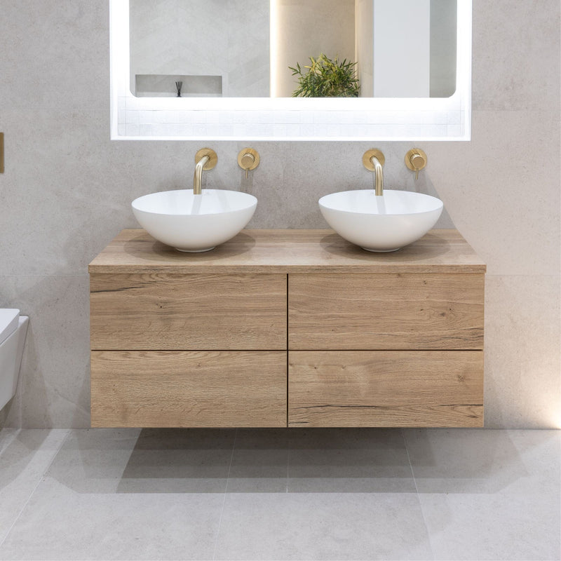 LUNA 2 Drawer Vanity Unit- Nordic Oak Bathroom Furniture TileStyle 