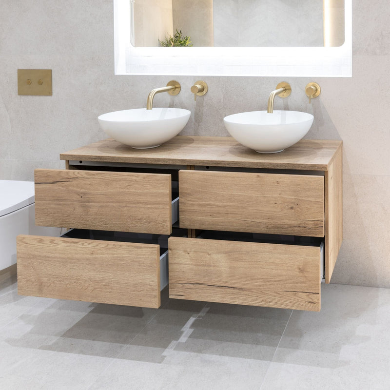 LUNA 2 Drawer Vanity Unit- Nordic Oak Bathroom Furniture TileStyle 