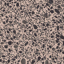 Square pink tile with a black and grey terrazzo effect design.