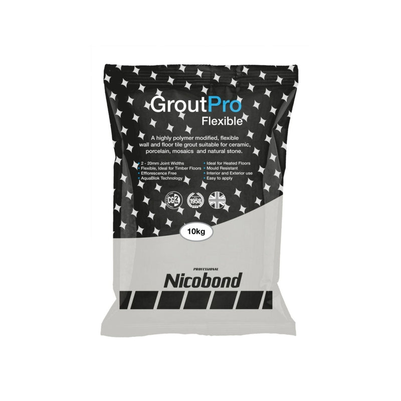 Nicobond GroutPro Flexible 10kg - Silver Grey Grouts TileStyle 