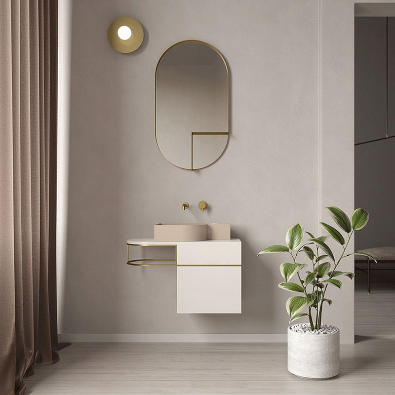 NOUVEAU Mirror With Shelf 100x55cm - Brass Bathroom Mirrors EX.T 