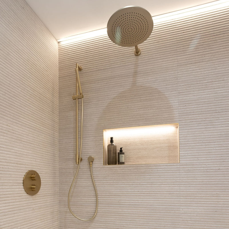RONDO Neptune Slim Shower Head 30cm - Brushed Brass Shower Parts Noken by Porcelanosa 