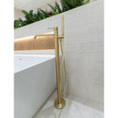 ROUND Floor Mounted Bath Shower Mixer - Brushed Brass Taps Noken By Porcelanosa 