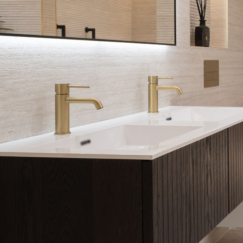 ROUND Single Lever Basin Mixer - Brushed Brass Taps Noken by Porcelanosa 
