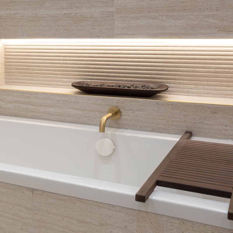 ROUND Wall Mounted Bath Spout - Brushed Brass Taps Noken by Porcelanosa 