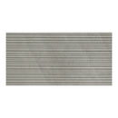Ribbed grey rectangular tile.