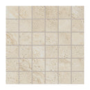 Beige travertine effect mosaic tile on a white background.