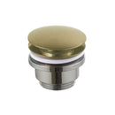 Brushed brass basin waste on a white backround