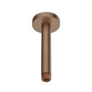 Brushed bronze ceiling mounted shower arm.
