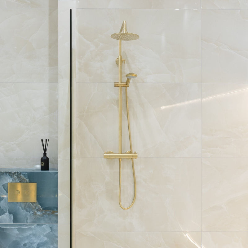 VOS Thermostatic Bar Valve Shower Pack - Brushed Brass Showers JTP 