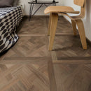 Wooden chair on a wood effect tile floor