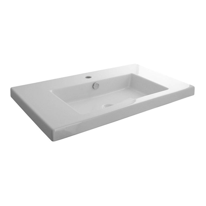 80x45 cm wall hung basin with central bowl and overflow. Includes 100041225 - N421040000 fixing kit. white Standard Noken 