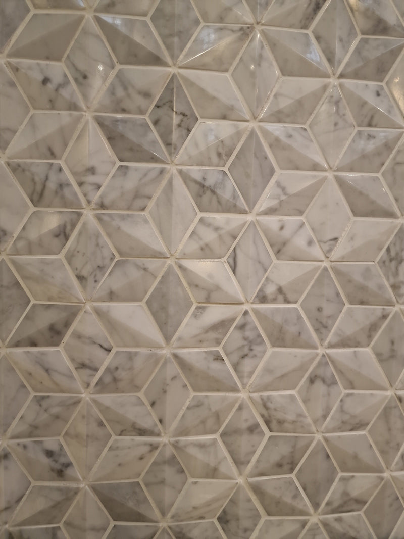 Carrara Raised Diamond Mosaic 28.8x25.5 Tile TileStyle 