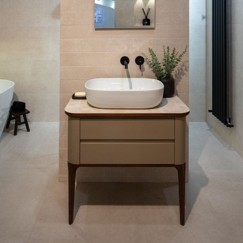 LIEM Suspended Vanity Cabinet 82cm - Sand/Walnut Bathroom Furniture Noken by Porcelanosa 