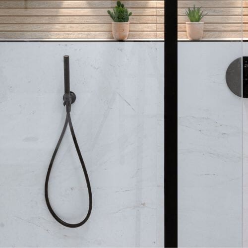 MINIMAL - Wall bracket with Outlet Elbow - Black Showers Noken by Porcelanosa 
