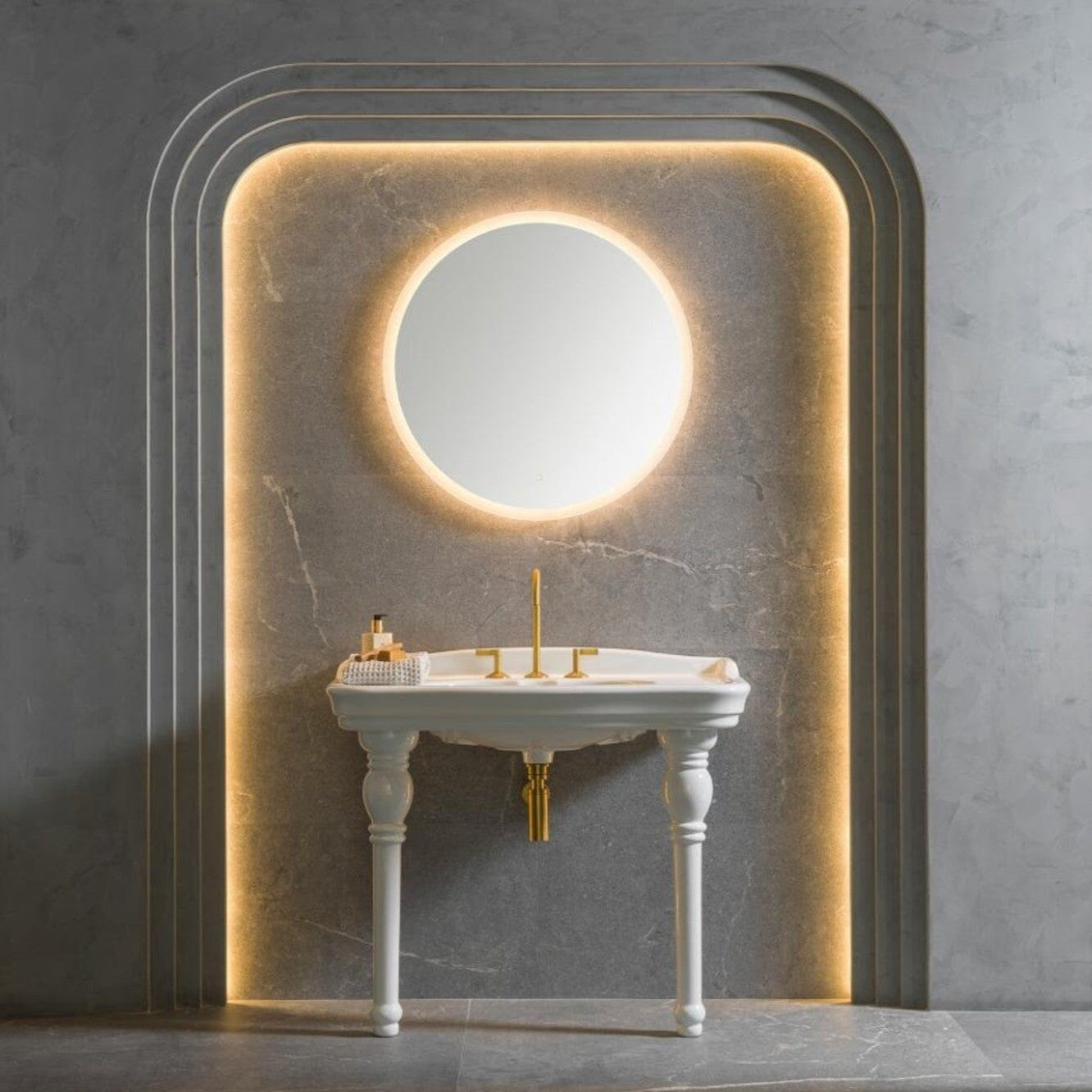 Buy TONO Round Mirror with Perimetral Light 80cm Bathroom Mirrors ...