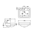 Victorian Semi-Recessed Basin 2 Tap Hole 58cm Basins TileStyle 