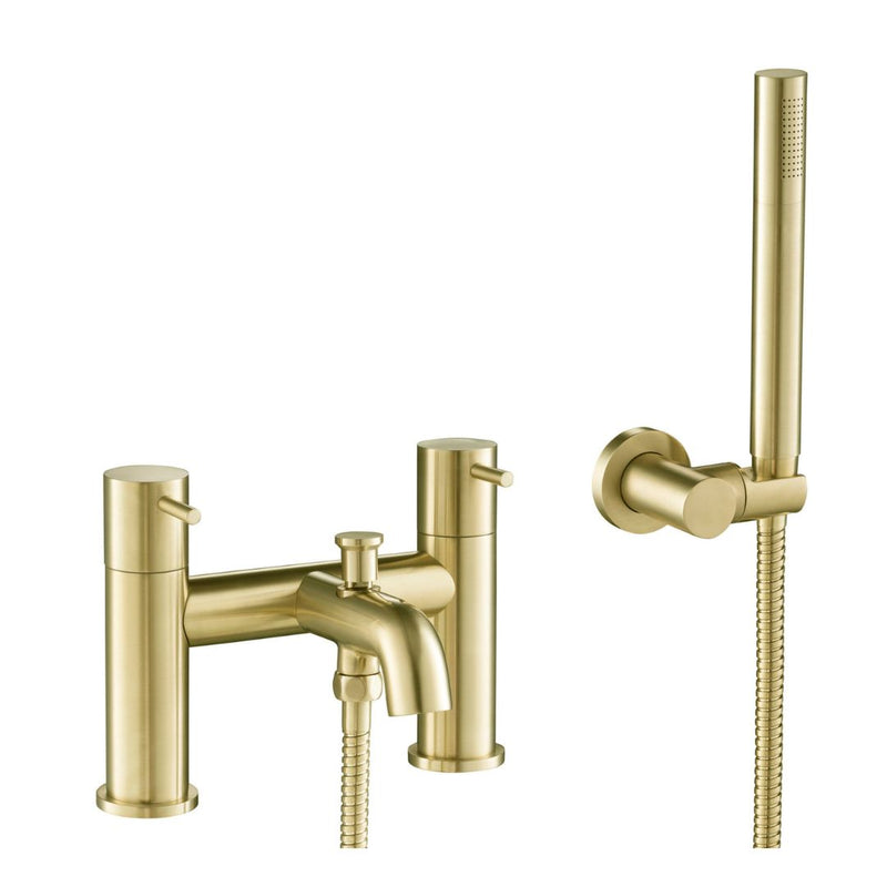 VOS Deck Mounted Bath Shower Mixer with Kit - Brushed Brass Taps JTP 