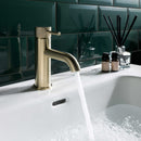 VOS Single Lever Basin Mixer - Brushed Brass Design Handle Taps TileStyle 