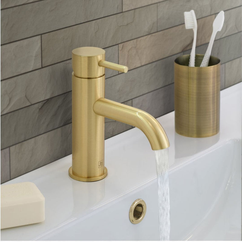 VOS Single Lever Basin Mixer - Brushed Brass Taps JTP 