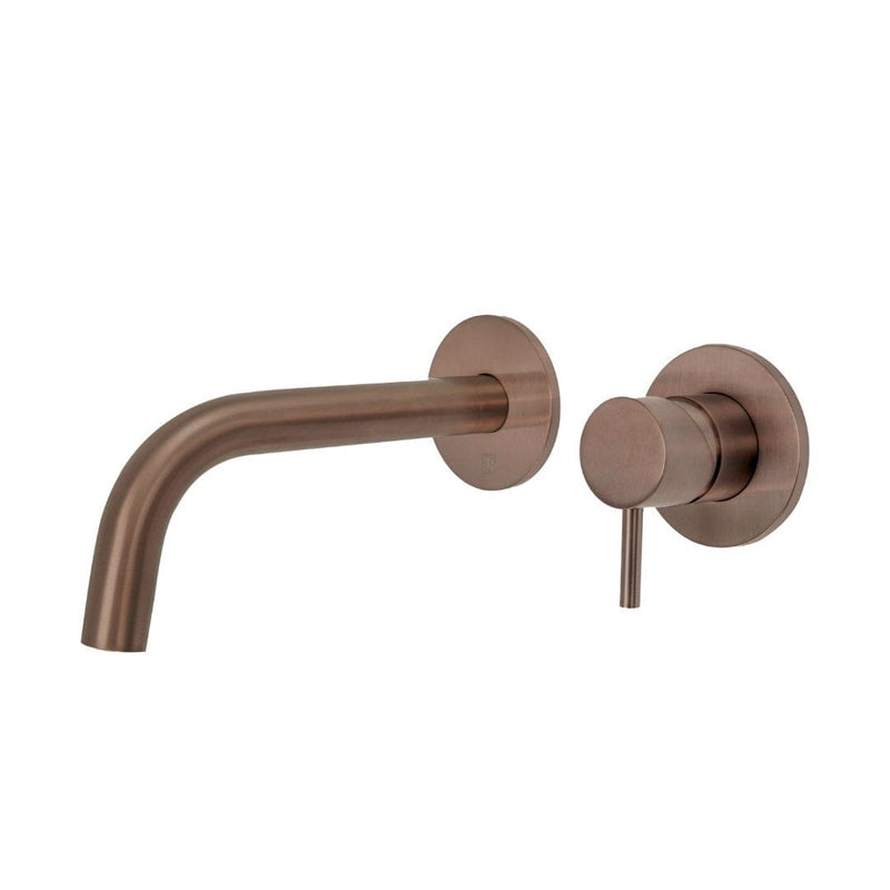 VOS Single Lever Wall Mounted Basin Mixer - Brushed Bronze Taps JTP 