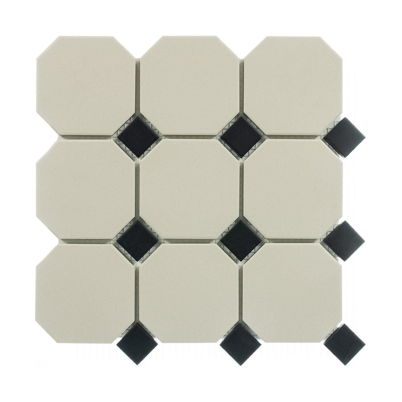 White Octagon with Black Dots Tile Topcer 
